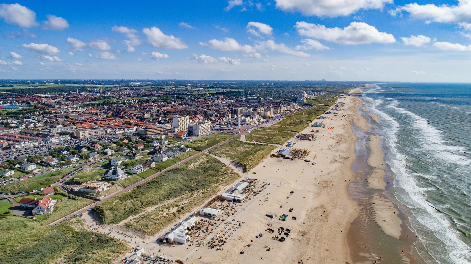 Aerial view of Noordwijk aan Zee Dutch coast